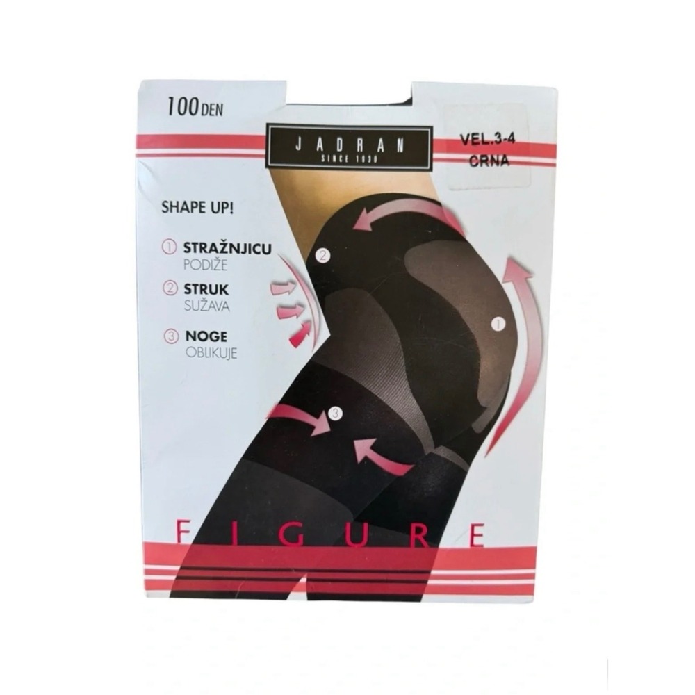 Jadran Figure Shape Up 100 Denier Tights Black Control Top Size Medium 3-4